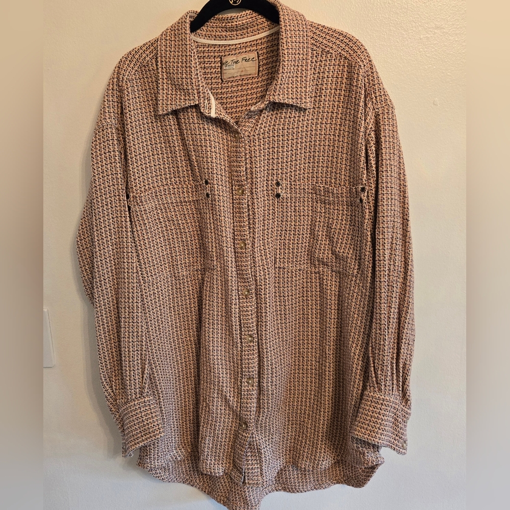 We The Free Womens Freddie Menswear Plaid Cotton Oversized Shirt Large - Picture 4 of 11